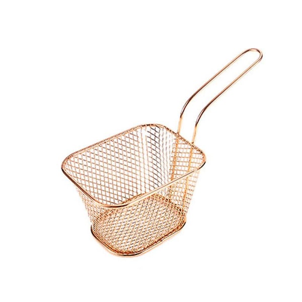2 kpl (ruusukulta) Mini Square Fry Baskets 19 * 7,5 * 6,5 cm paistinperunat