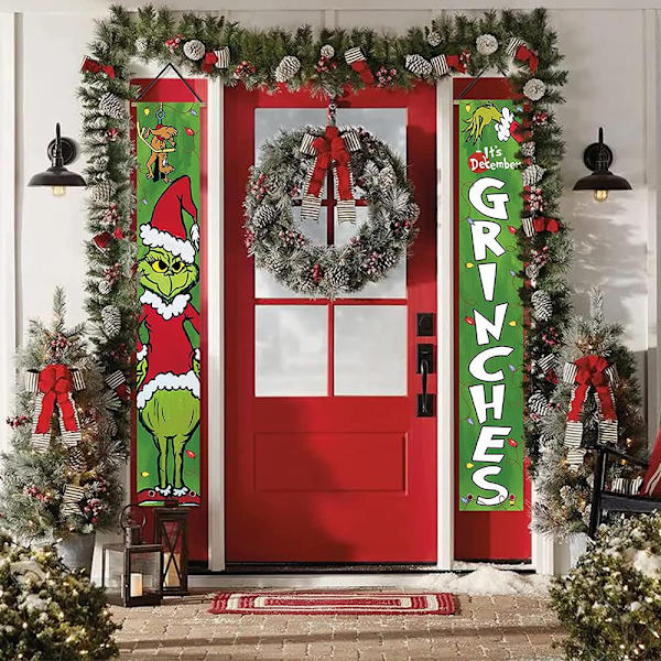 Grinch Julepynt - Glædelig Jul Terrassedørsskilte - Chris