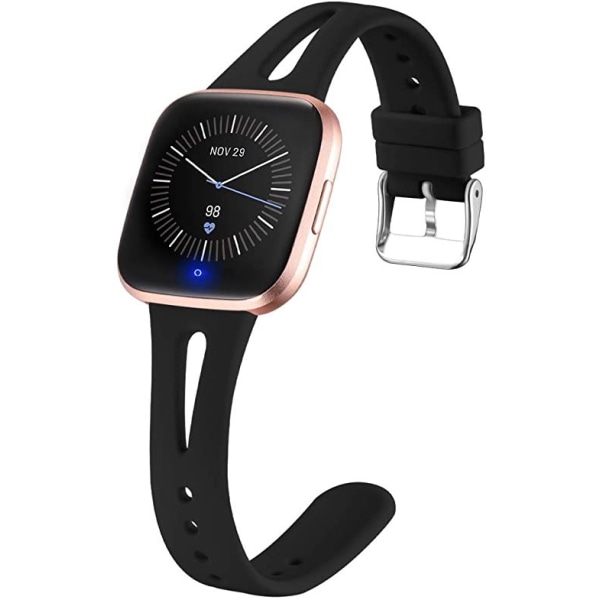 3 Tynde Urremme, Kompatibel med Fitbit Versa 2 Remme/Fitbit Versa/Fitbit Versa Lite/SE, Silikon Udskiftningsremme til Smartwatch black S