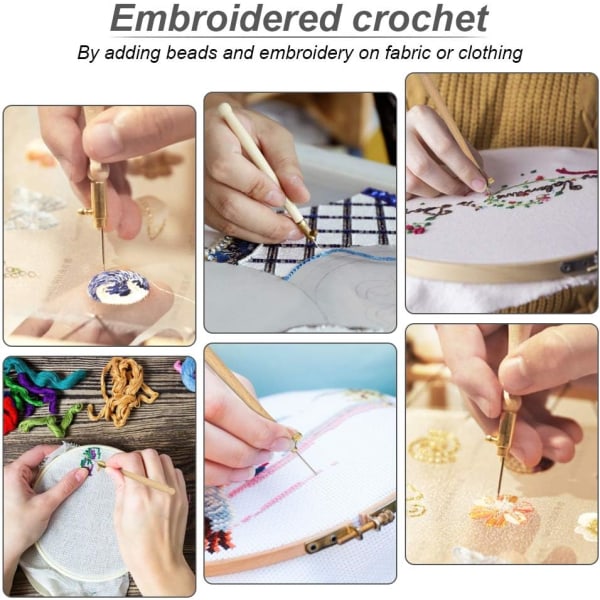 Brodyrningskrok med 3 nålar 1,0 mm/1,0/mm/1,2 mm Broderingskula