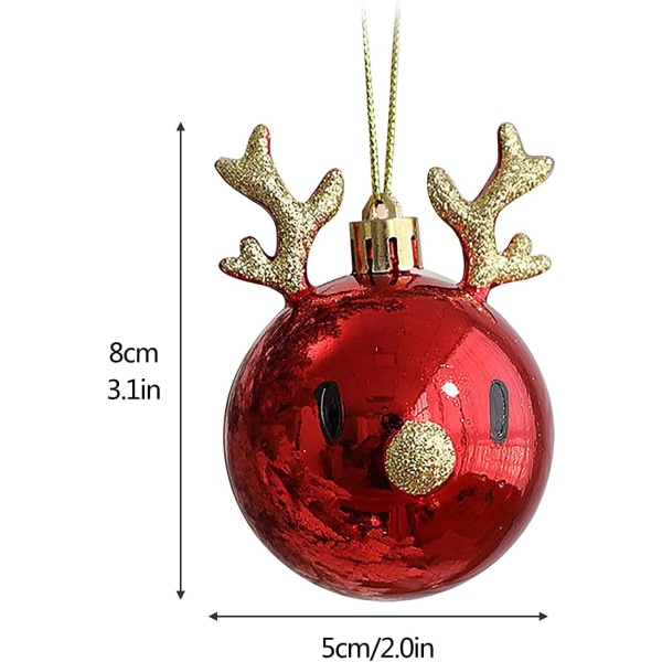 8-pak brudsikker juletræspynt med rensdyrvedhæng
