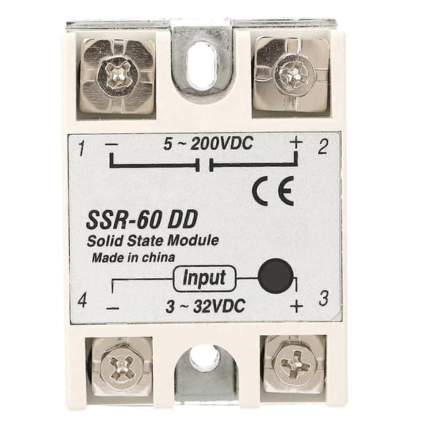 DCDC Solid State Relé SSR60DD 60A 3-32VDC til 5-200VDC SSR