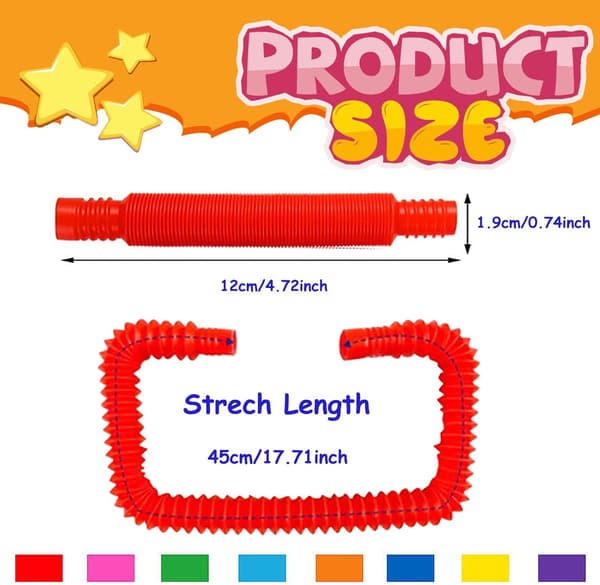 Pop Tubes Mini Sensorilelut, 8 kpl Antistress Monivärinen, ZQKLA