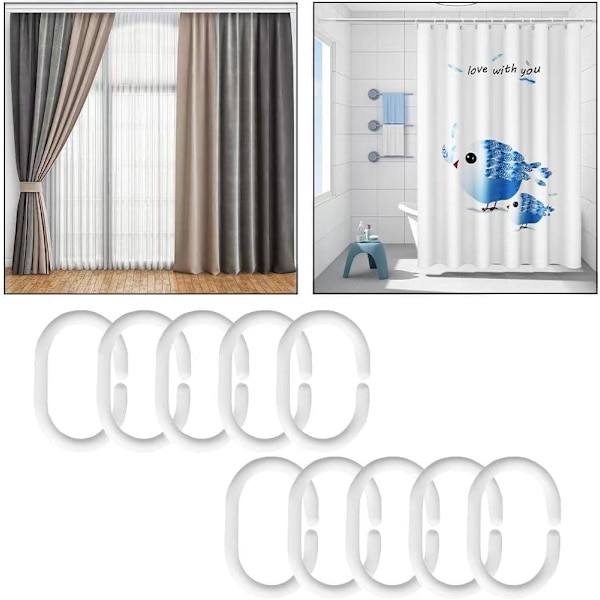 Duschdraperiringar, 12 st Plast Duschringar, C-formade Gardinringar