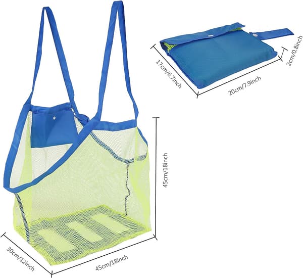 Mesh Strandtaske Stor Foldbar Netpose til Legetøjsopbevaring Sand B, ZQKLA