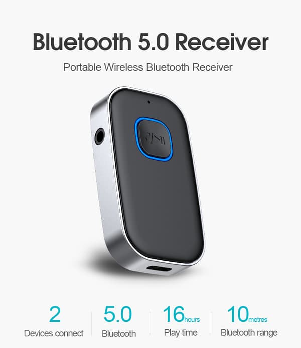 Bluetooth 5.0 -vastaanotin, 3,5 mm:n Aux-liitäntä Bluetooth-sovitin wit, ZQKLA