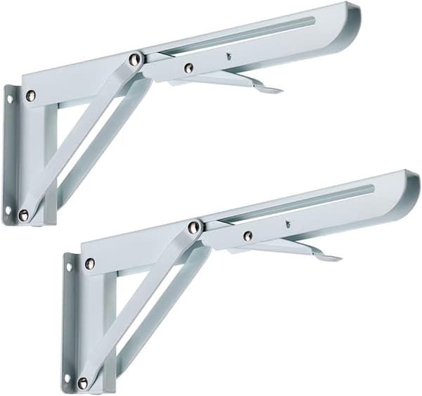 Set med 2 väggmonterade hyllfästen - Vit - Metall - Triangulär - ,ZQKLA