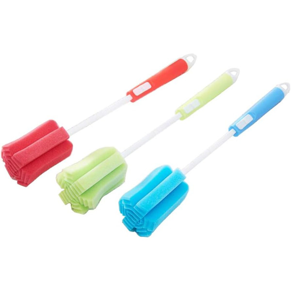 3-pack Skumsponsborste med Justerbart Långt Handtag för Bab, ZQKLA