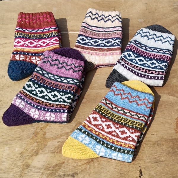 5 Par Ullstrumpor Dam Knit Varma Casual Ull Crew Vinter, ZQKLA