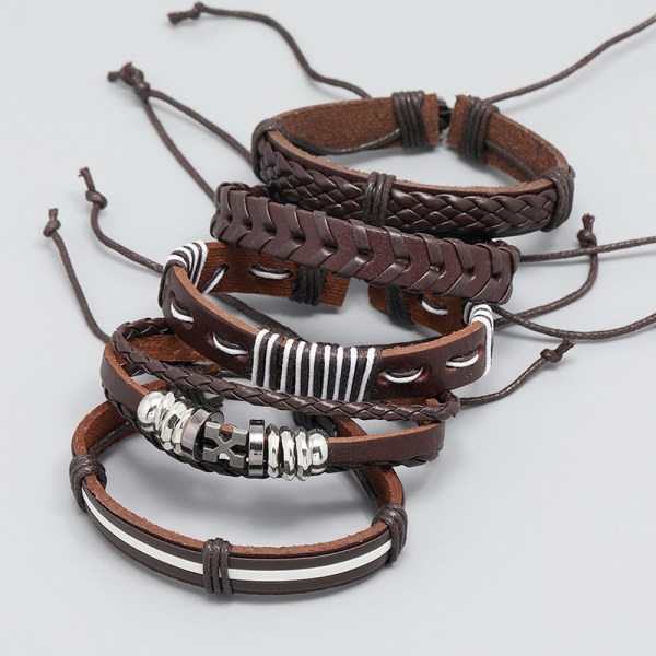 （Brun） Vintage flätat armband, DIY- set faux le, ZQKLA