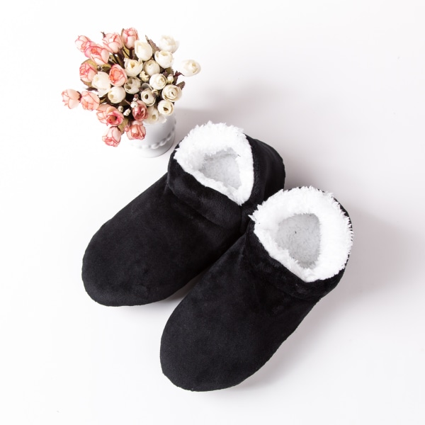 Sorte, Herre Slippersokker Vinter Varme Fuzzy Foret Anti-Slip S,ZQKLA