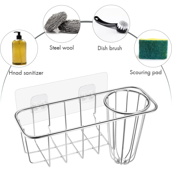 2-i-1 diskbänkshållare för diskborste och svamp i rostfritt stål, ZQKLA