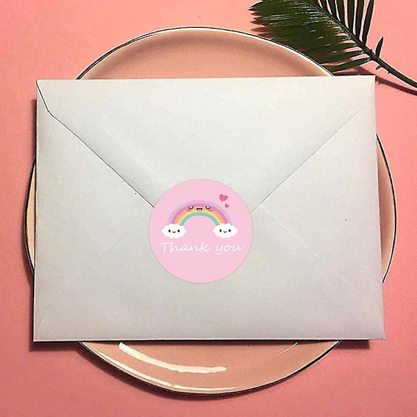 3X500 stk. julemærker rulle?etiket pink regnbue hvide skyer smiley slikkepind tak gave