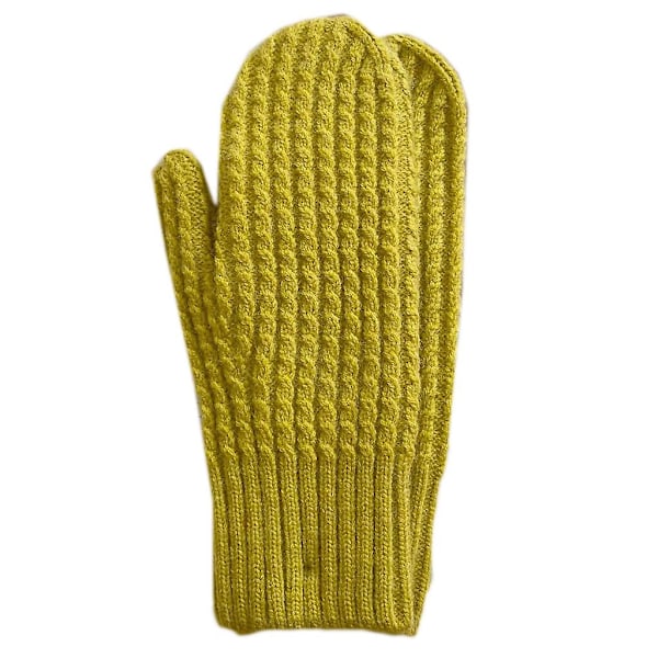 Vintervirkade handskar helfinger stickade vantar enfärgad varma handskar Goose yellow