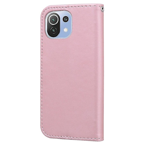 Kompatibel med Xiaomi Mi 11 Lite 5g Sød Tegneserie Dyr Læderpung Flip Kreativ Magnetisk Beskyttende Cover - Rosegold Kanin
