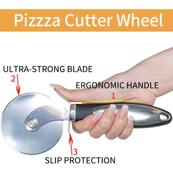 Pizzakutter, Högkvalitativt Rostfritt Stål Pizzahjul med Ergonomiskt Handtag