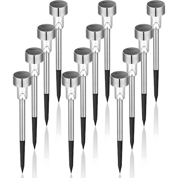 12-pack Solcellslampor Utomhus Rostfritt Stål Vattentät, LED, ZQKLA