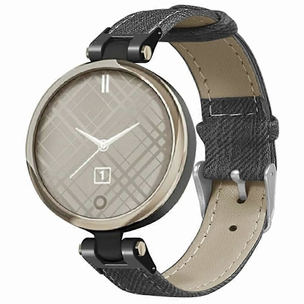 Til Garmin Lily Urrem Denim Tekstur PU Læder Justerbar Rem - Grå Grey