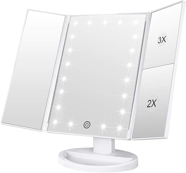 Dewenwils Sminkespeil, 21 LED-lys og 1X / 2X / 3X Forstørrelse