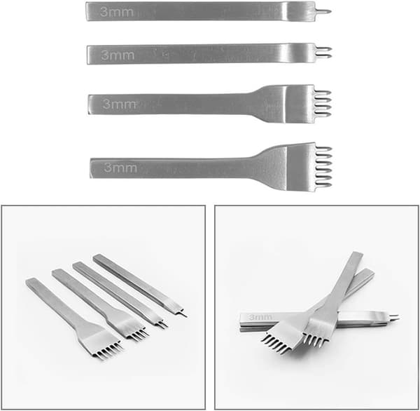 4-pack Läderhålstämplar, 3mm DIY Hålstämpel Läder, ZQKLA