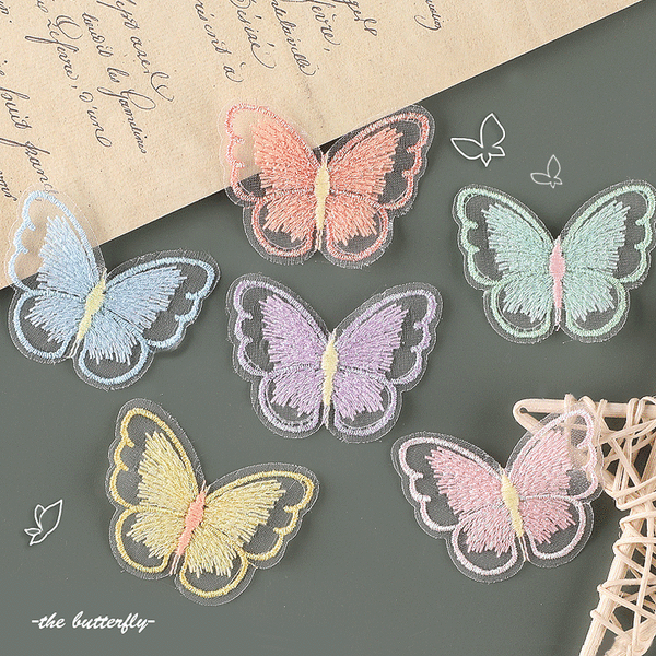 30 stykker Butterfly Lace patches, computerbroderietiketter, ZQKLA