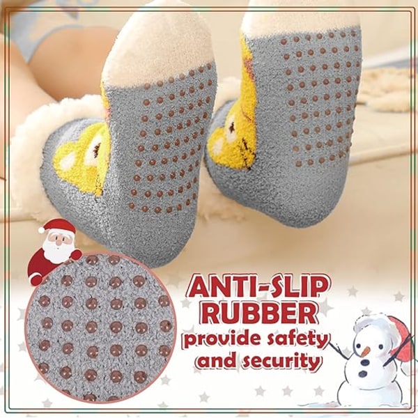 Barnstrumpor med tofflor, fluffiga tofflor, söta djur för pojkar och flickor, ZQKLA