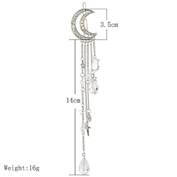 (Silver)Moon Rhinestone Tofs med Crystal Beads Charms Hai,ZQKLA