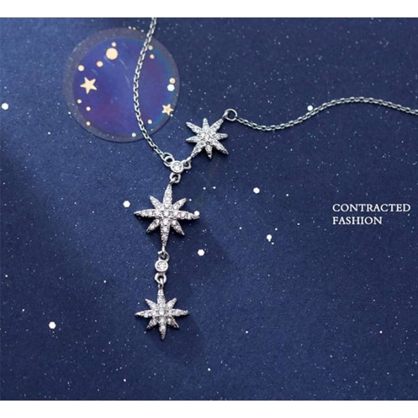 Halsband för kvinnor tonårsflickor 925 Sterling Silver Star Choke,ZQKLA