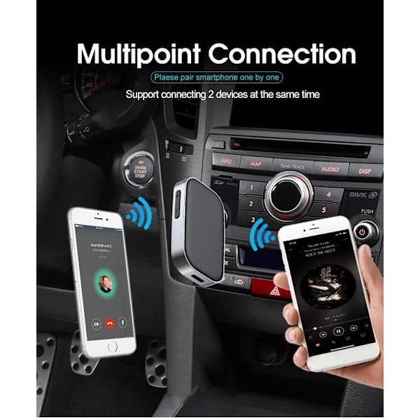 Bluetooth 5.0 Mottaker, 3.5mm Aux Jack Bluetooth Adapter wit,ZQKLA