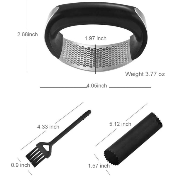 Rustfritt stål Rocking Hvitløk Press Ingefær Crusher Squeezer, ZQKLA