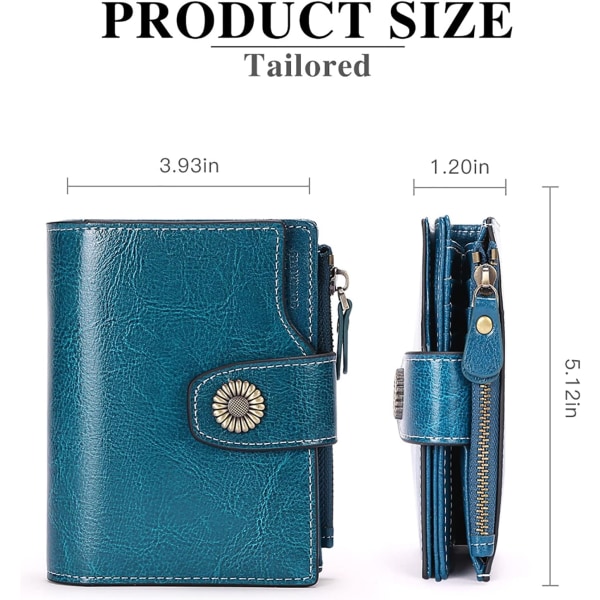Kort plånbok i äkta läder för kvinnor, RFID-blockerande dam, ZQKLA