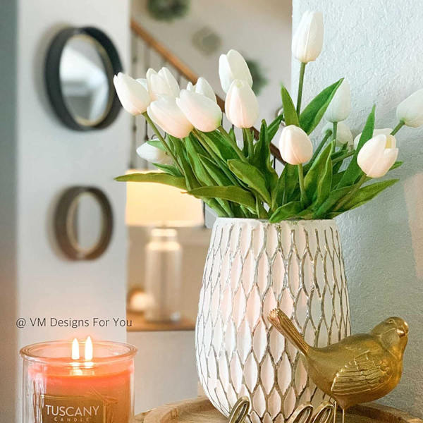 20 stk. Hvide Kunstige Tulipaner Silkeblomster 13,5\" til ,ZQKLA