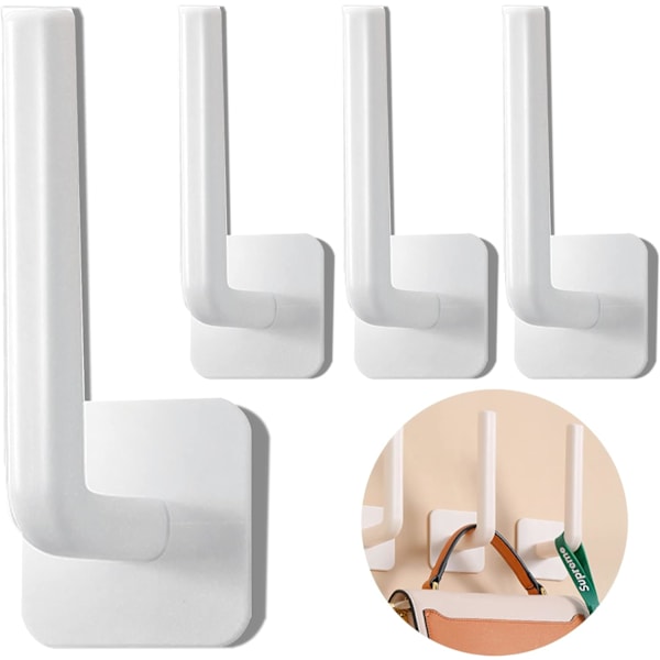 4Pcs Wall Hooks，Multi-Purpose Wall Hangers for Hanging Coats, 3M Heavy Duty Self Adhesive Hooks for Bedroom Bathroom Kitchen Office Hanging