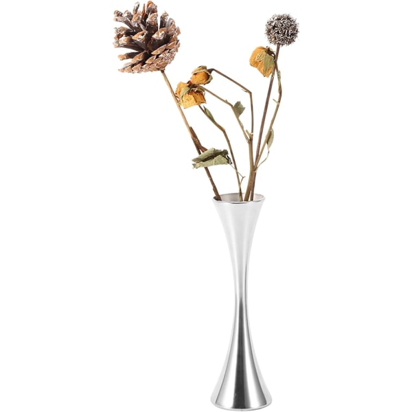 Mini blomsterknop vase i rustfrit stål, 17 cm høj lille sølv, ZQKLA
