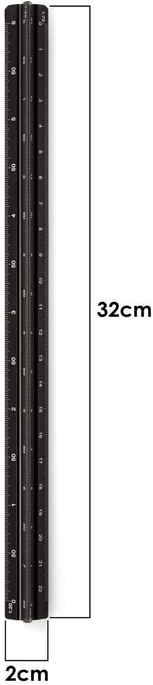 Aluminium Triangulär Arkitektlinjal, Metrisk 1:20, 1:25, 1:50, ZQKLA