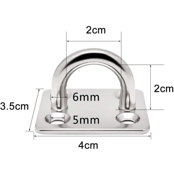 4 stk. Øjeplade 6mm Marine INOX Øje 304 Rustfrit Stål, ZQKLA