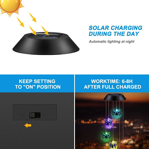 LED Solarljuskedja Utomhus, Färgskiftande Kristalluggla Wi, ZQKLA