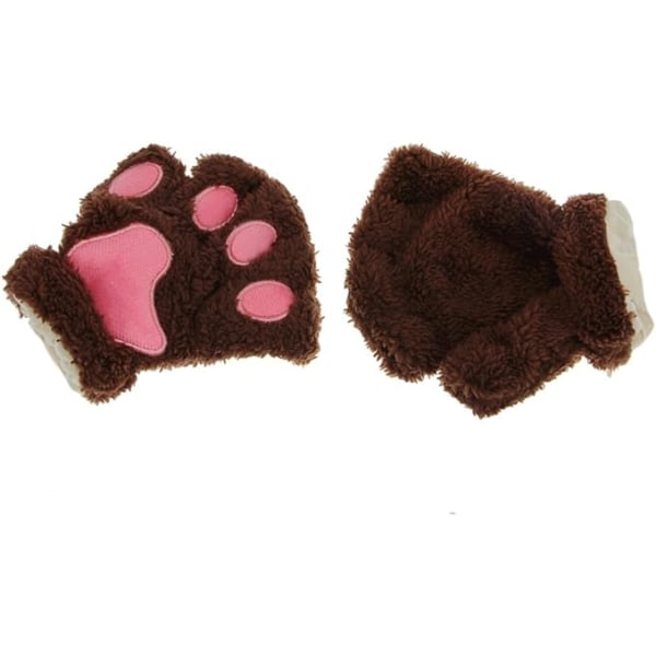 Votter for kvinner Jenter Vinter Cat Paw Votter Coffee Plush Glove