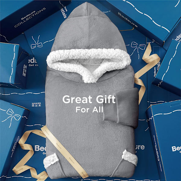 Bærbar Blanket Hoodie - Sherpa Fleece Hættetrøje til A,ZQKLA