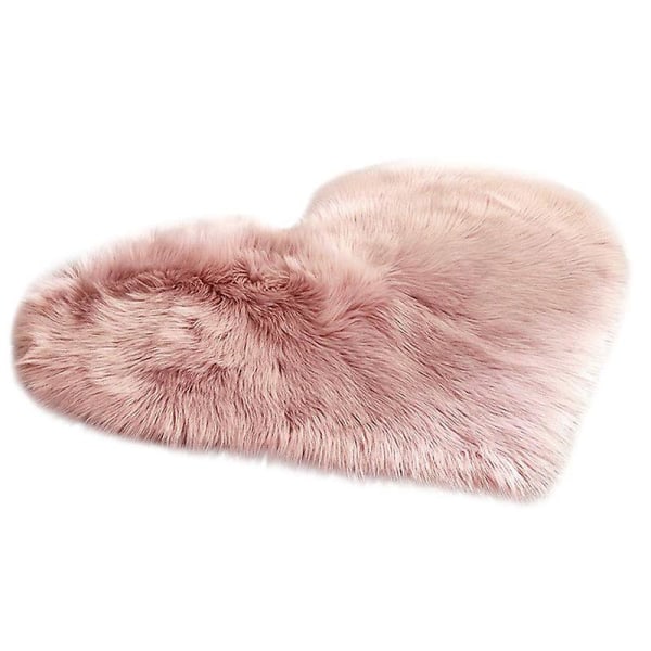 40x50CM Heart Fluffy Fur Faux Vaskbart Teppe Rosa