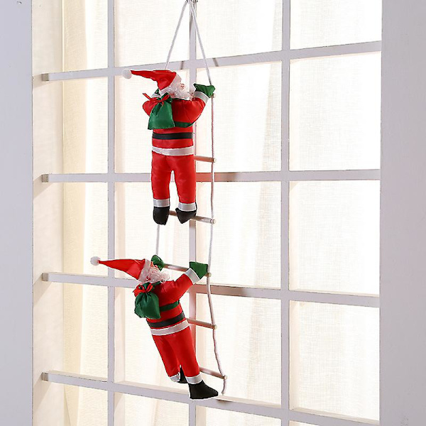 Juldekoration för hemmet, julklapp 2024, Navidad, tomte som klättrar på rep-stege, julgranshänge, hängande ornament