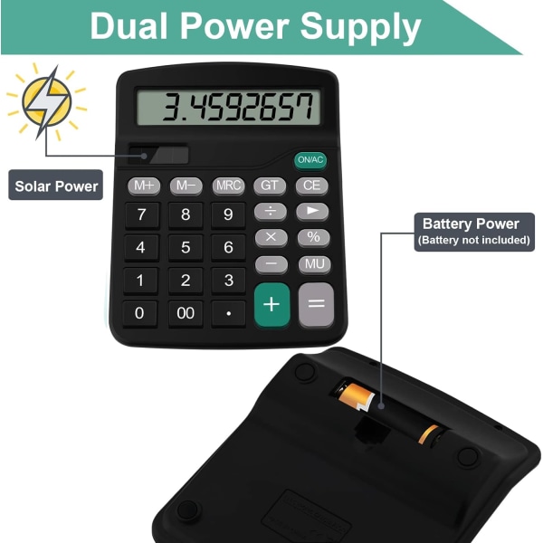 Lommeregner, 12-cifret solcellebatteridrevet Desktop Calcula, ZQKLA