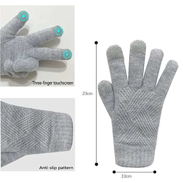 Termiska Vinterhandskar Dam Touch Screen Ull Varmt Foder C,ZQKLA