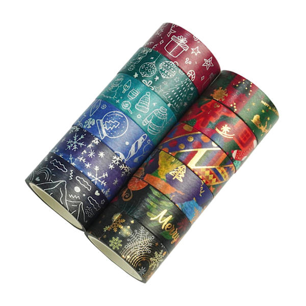 12-pack Jul-Washi Tejp Bulk Maskeringstejp 15mm Klistermärke Julinslagningstejp Dekorativt Tejp För Presentförpackning DIY-Hantverk