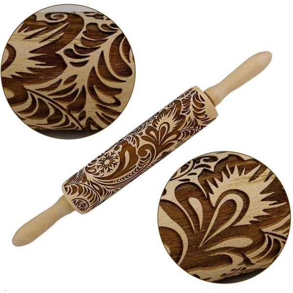 Präglad Träkavel, Naturträ Carved Engraved Rolling