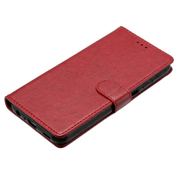 Läderfodral med Plånbok och Ställ för iPhone 13 med Praktisk Rem Red
