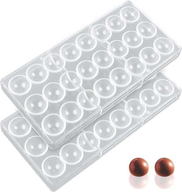 2 stk. Polycarbonat chokoladeform, halvkugleformet polycarbonat, ZQKLA