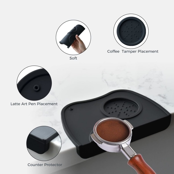 Kaffetamper Måtte Silikonmåtte, Espresso Tamper Måtte, Skridsikker, ZQKLA