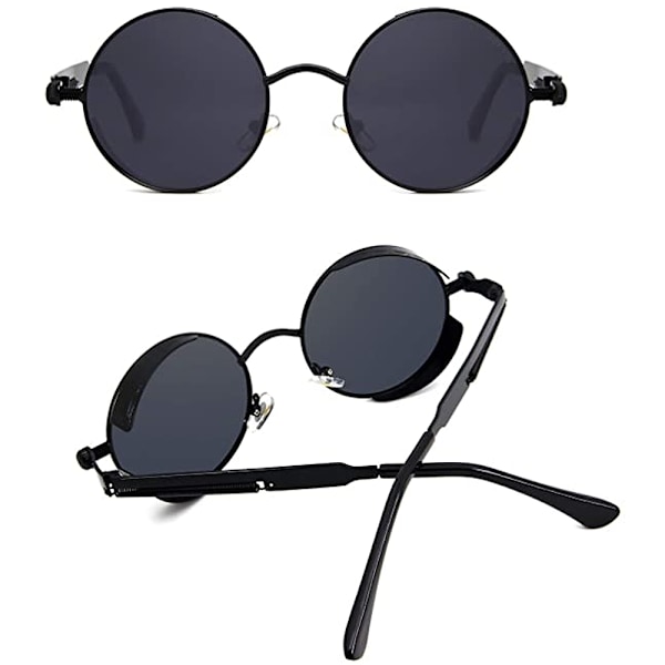 Steampunk Style Runde Vintage Polariserende Solbriller Retro Gla,ZQKLA