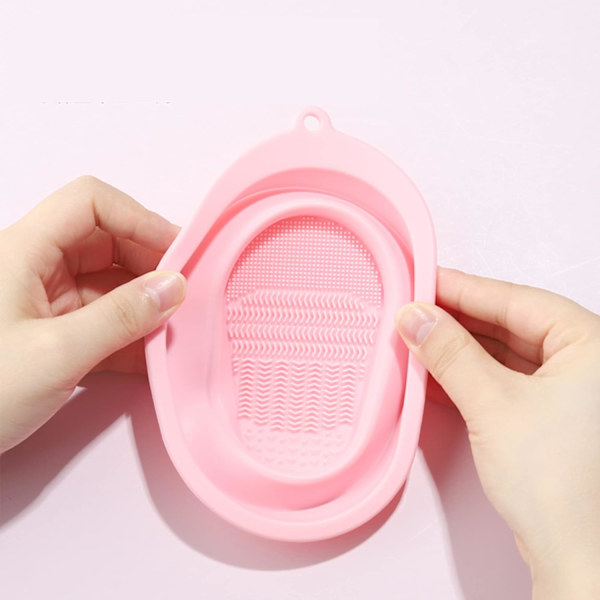 (Pink) Silikon Makeupbørste Rengøringsmåtte, Foldbar Bærbar, ZQKLA